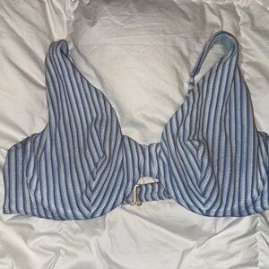 Hollister Blue and White Striped Bikini Top